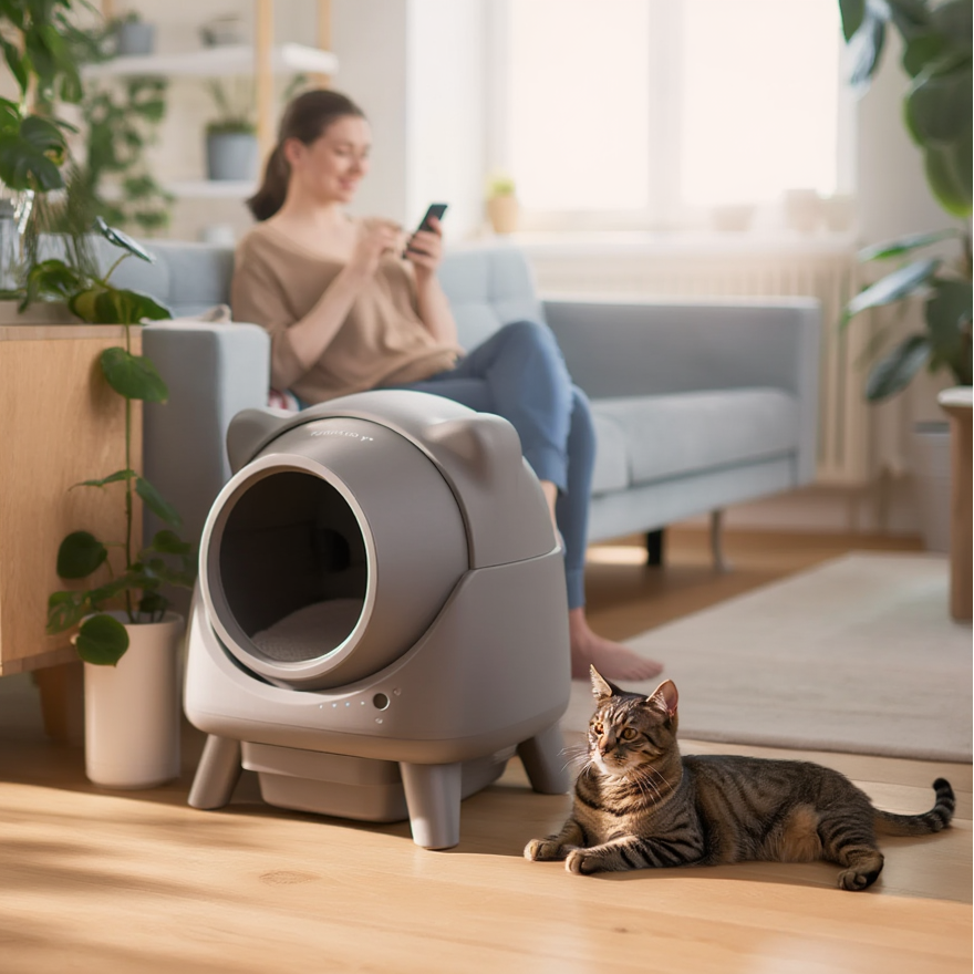 Litière autonettoyante pour chat Smart Litter connectée WiFi noir