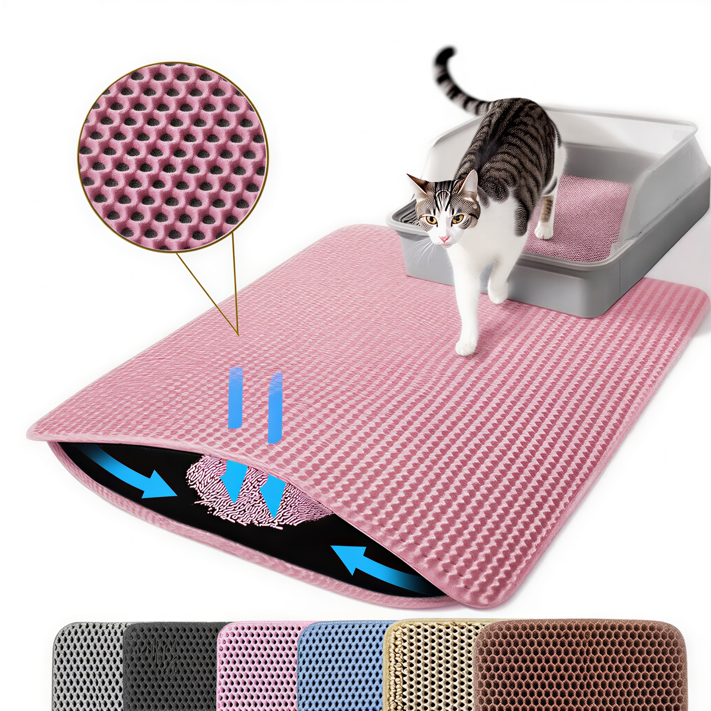 Tapis de litière double couche pour chat CleanStep