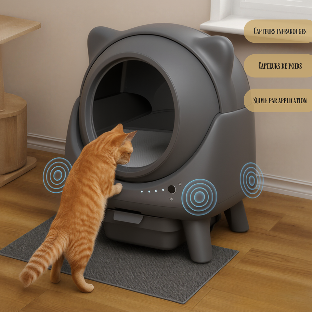 Litière autonettoyante pour chat Smart Litter connectée WiFi noir