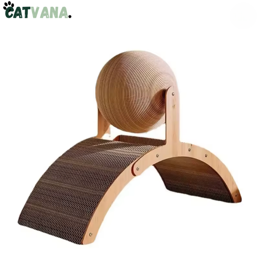 Griffoir à Boule 2 en 1 en Bois et Sisal pour Chat – Boule à Gratter