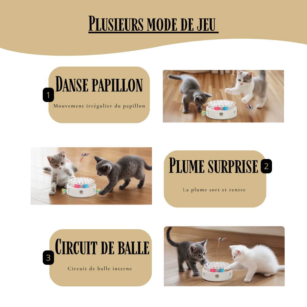 Jouet automatique pour chat SmartChaser, Rotation 360° 3 vitesses