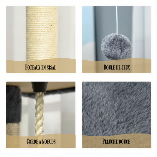 Arbre à chat TreeCat 200 cm multi-niveaux – Grottes et hamacs – GrandFelin