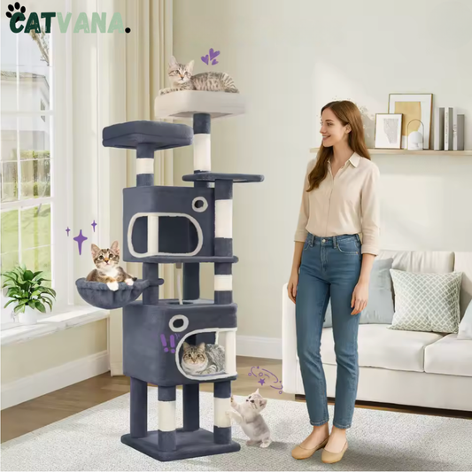 Arbre à Chat - VertiCat -159 cm Multi-Niveaux / Grottes et Plateformes