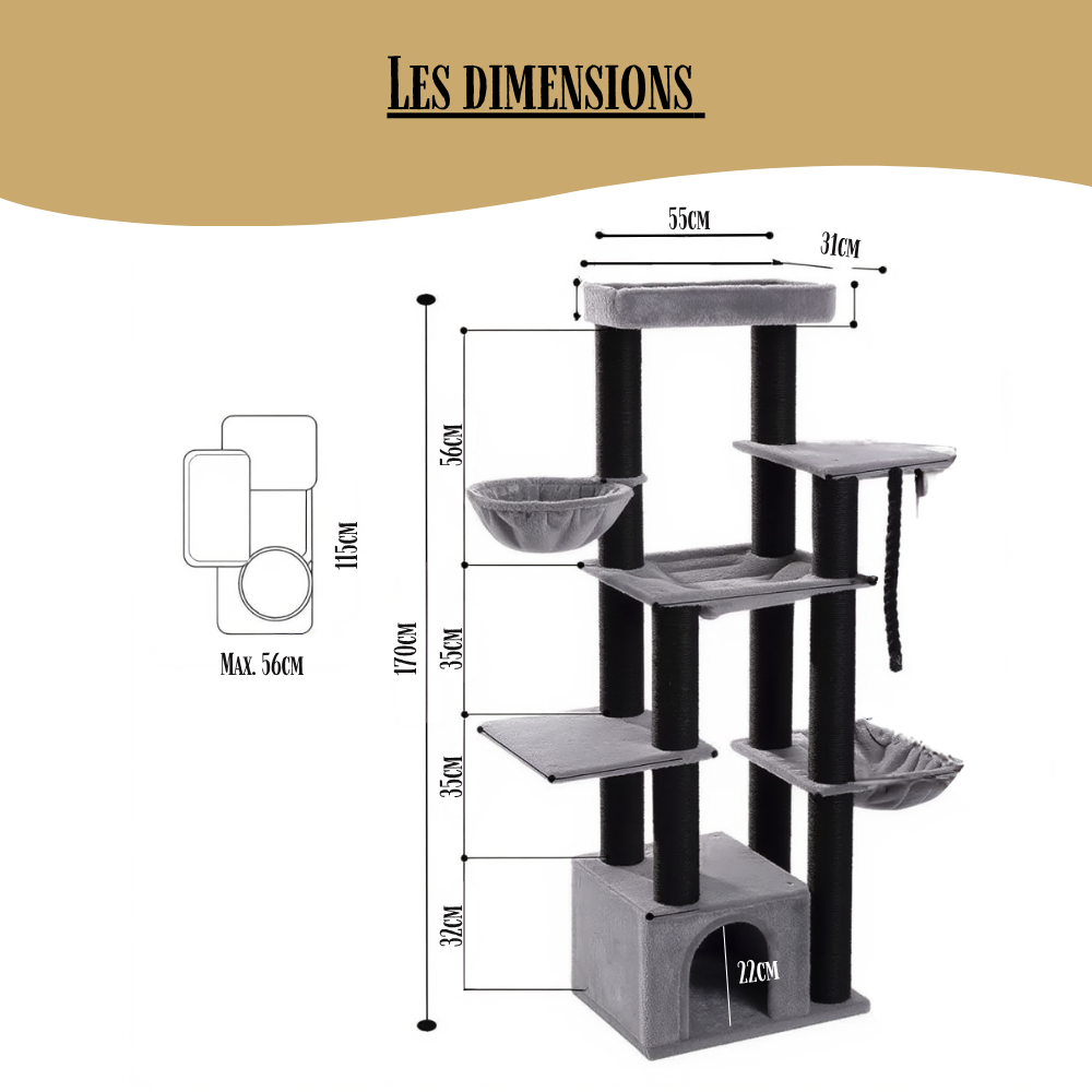 Arbre à chat IronCat XXL 170 cm, renforcé