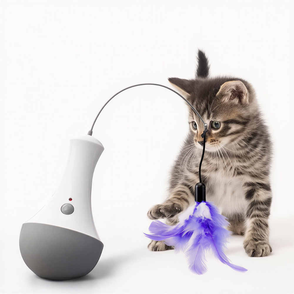 Jouet automatique interactif pour chat FeatherMotion, rotation 360°