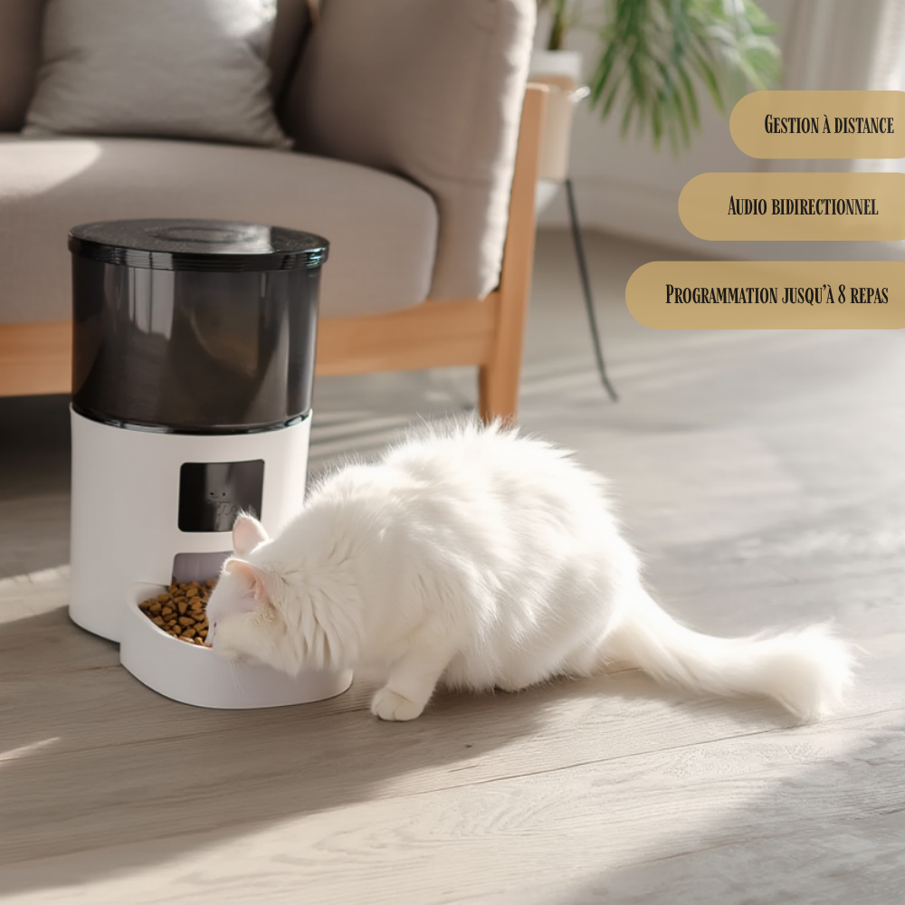 Distributeur automatique de croquettes FeedFlow Ultra 4L, Caméra HD WiFi