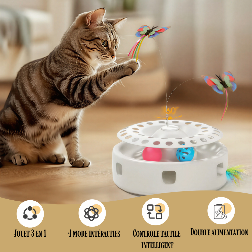 Jouet automatique pour chat SmartChaser, Rotation 360° 3 vitesses