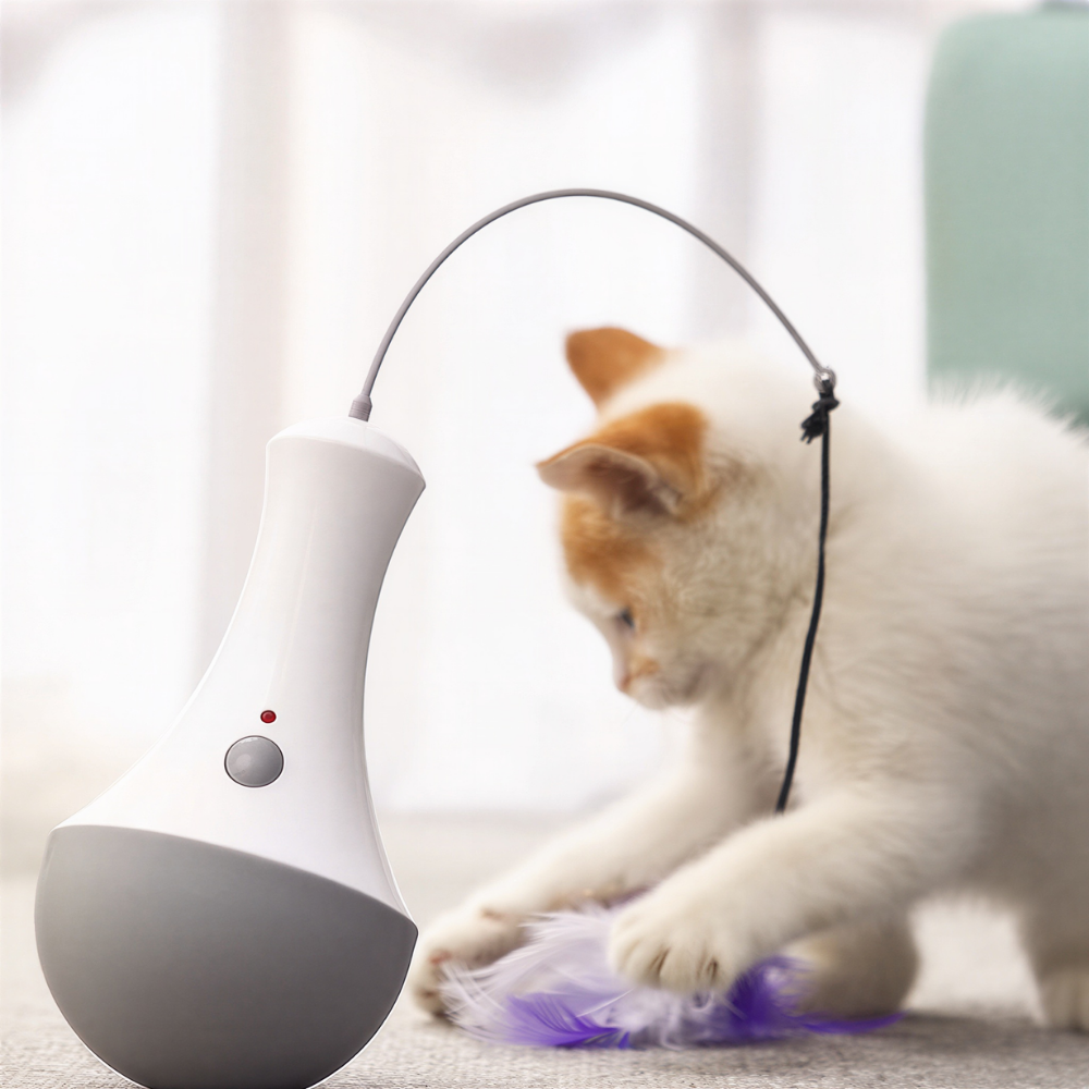 Jouet automatique interactif pour chat FeatherMotion, rotation 360°