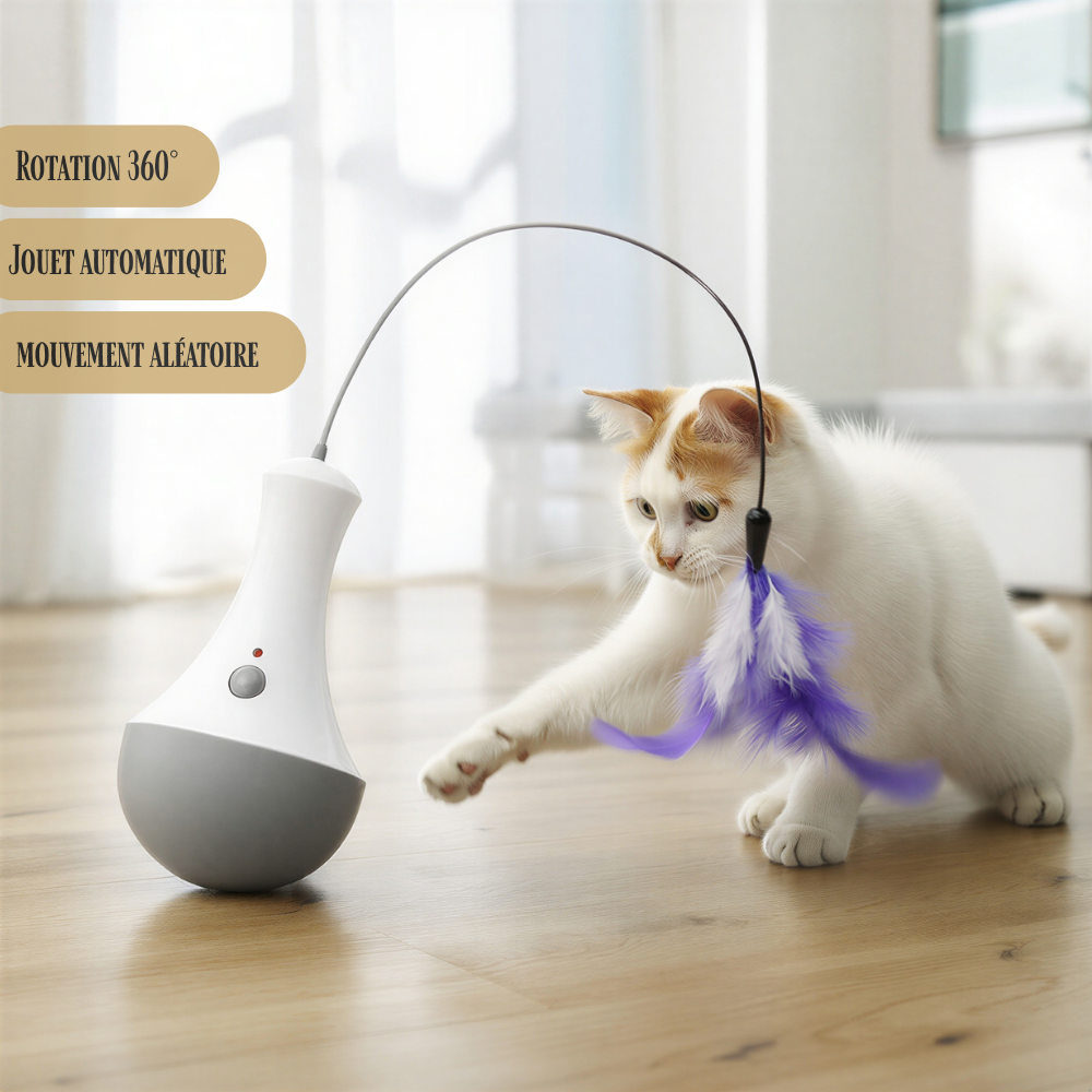 Jouet automatique interactif pour chat FeatherMotion, rotation 360°