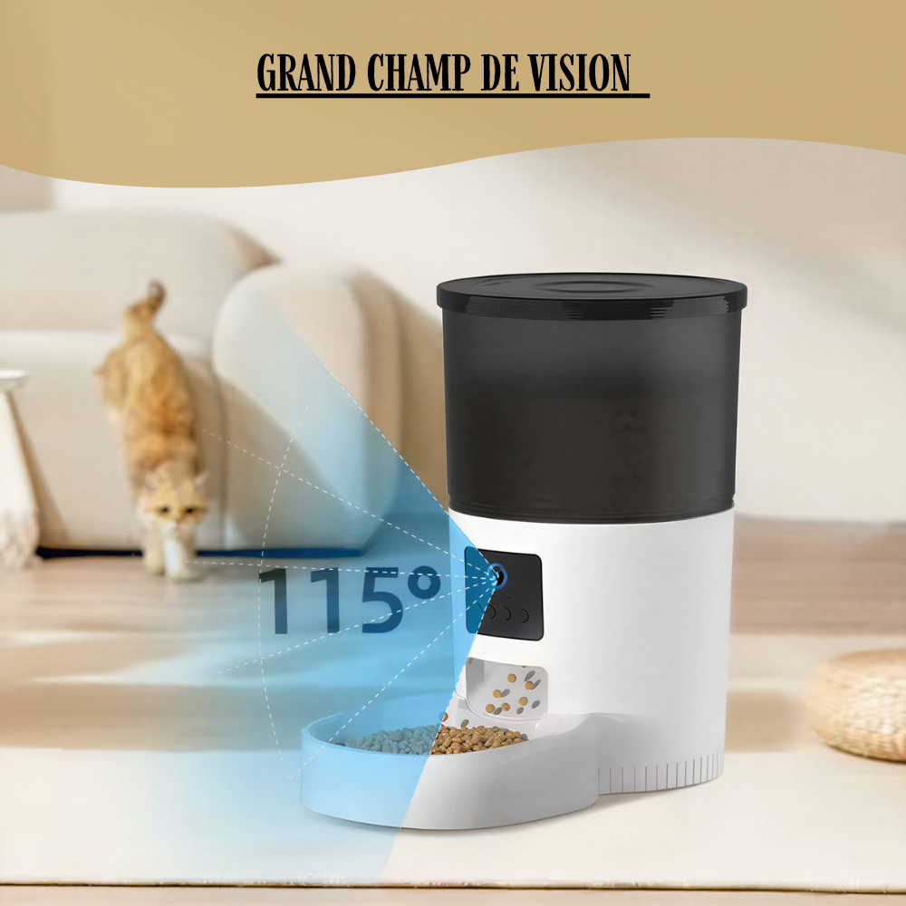 Distributeur automatique de croquettes FeedFlow Ultra 4L, Caméra HD WiFi