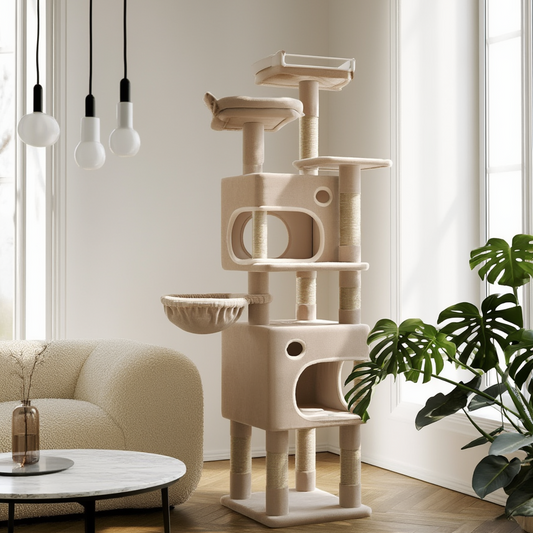 Arbre à Chat - VertiCat -159 cm Multi-Niveaux / Grottes et Plateformes