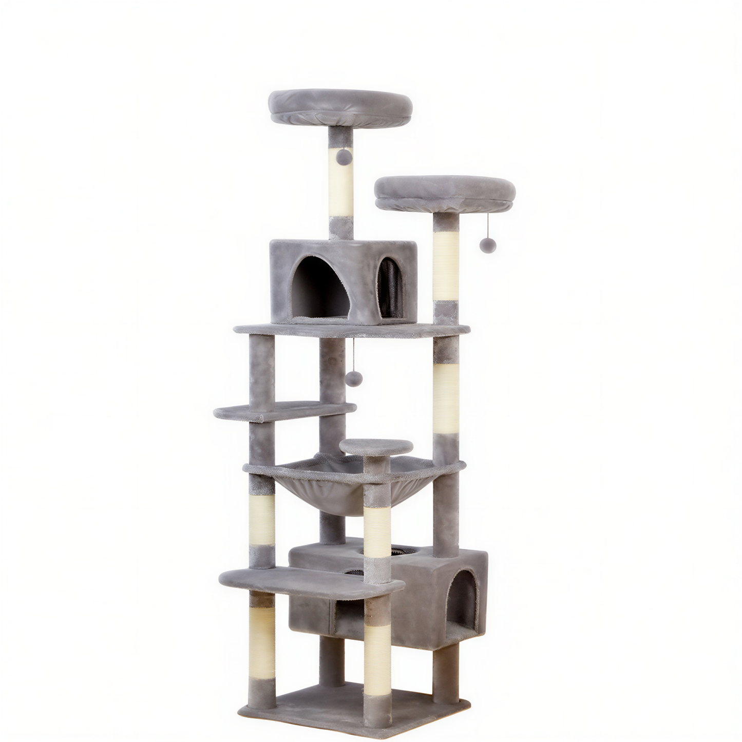 Arbre à chat CatLoft 182 cm multi-niveaux – Condo, hamac et poteaux en sisal – GrandFelin