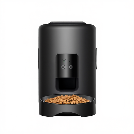 FeedFlow Sync - Distributeur de Croquettes Noir, Caméra Intégrée Pour Chat