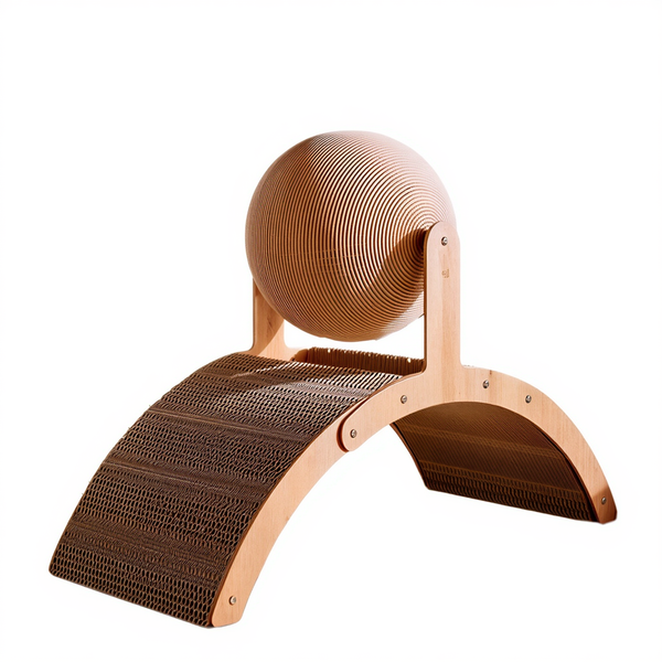 Griffoir à boule 2 en 1 bois et sisal pour chat