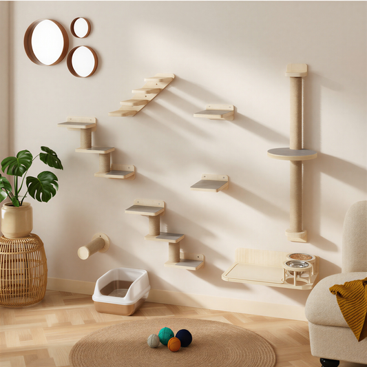 Arbre à chat mural en bois | Milana