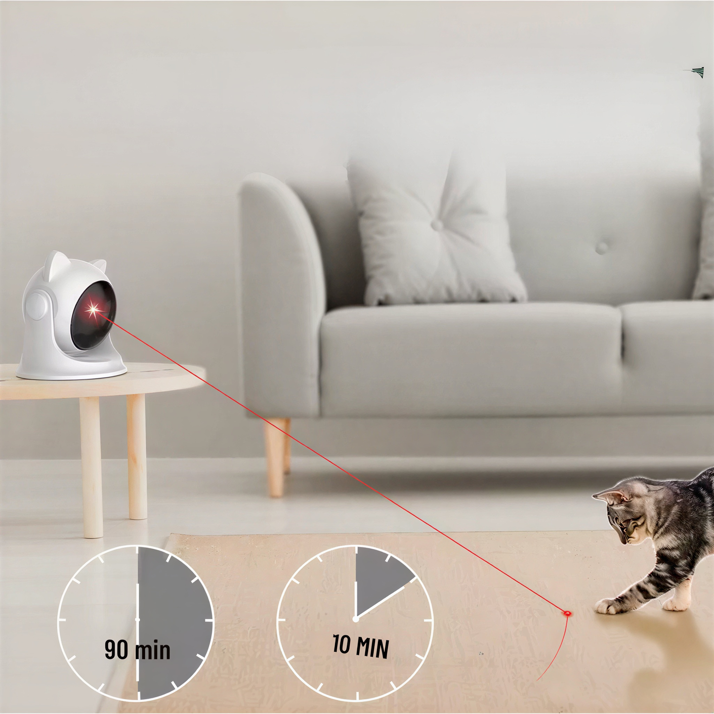 Jouet laser automatique pour chat LaserTrack, Rotation 360° rechargeable USB