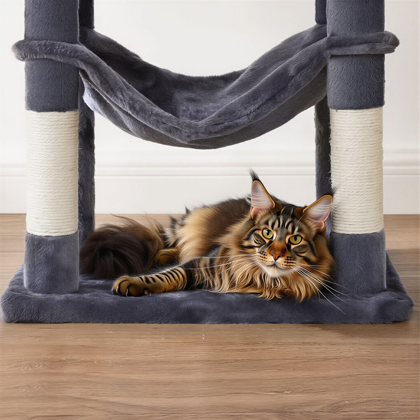 Arbre à chat CatApex 143 cm, niche, hamac et plateforme rembourrée
