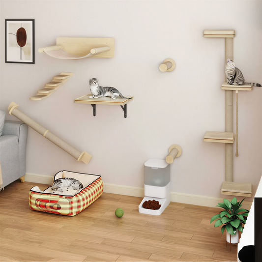 Arbre à Chat  Mural - Explorer - Ensemble 7 Pièces en Bois