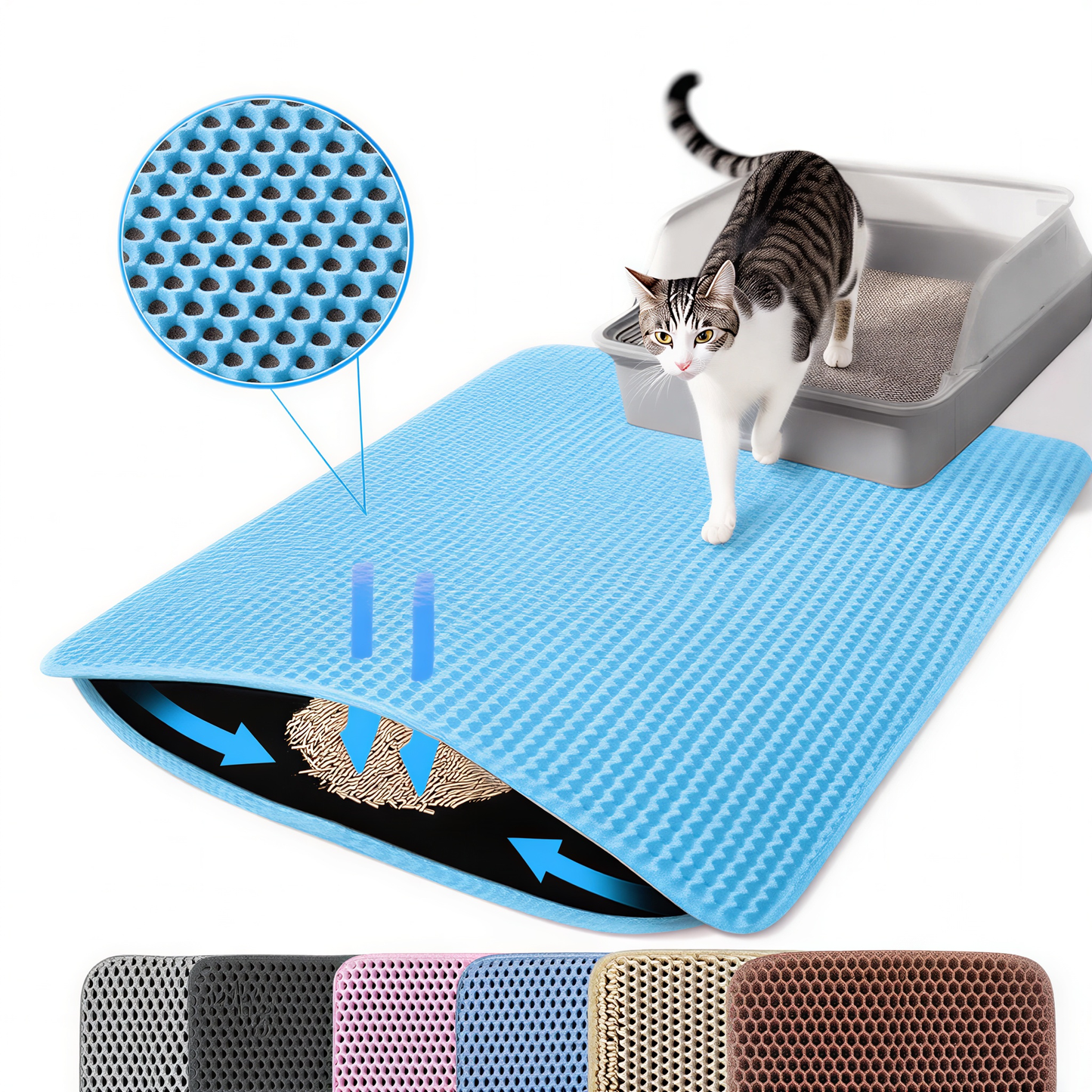 Tapis de litière double couche pour chat CleanStep