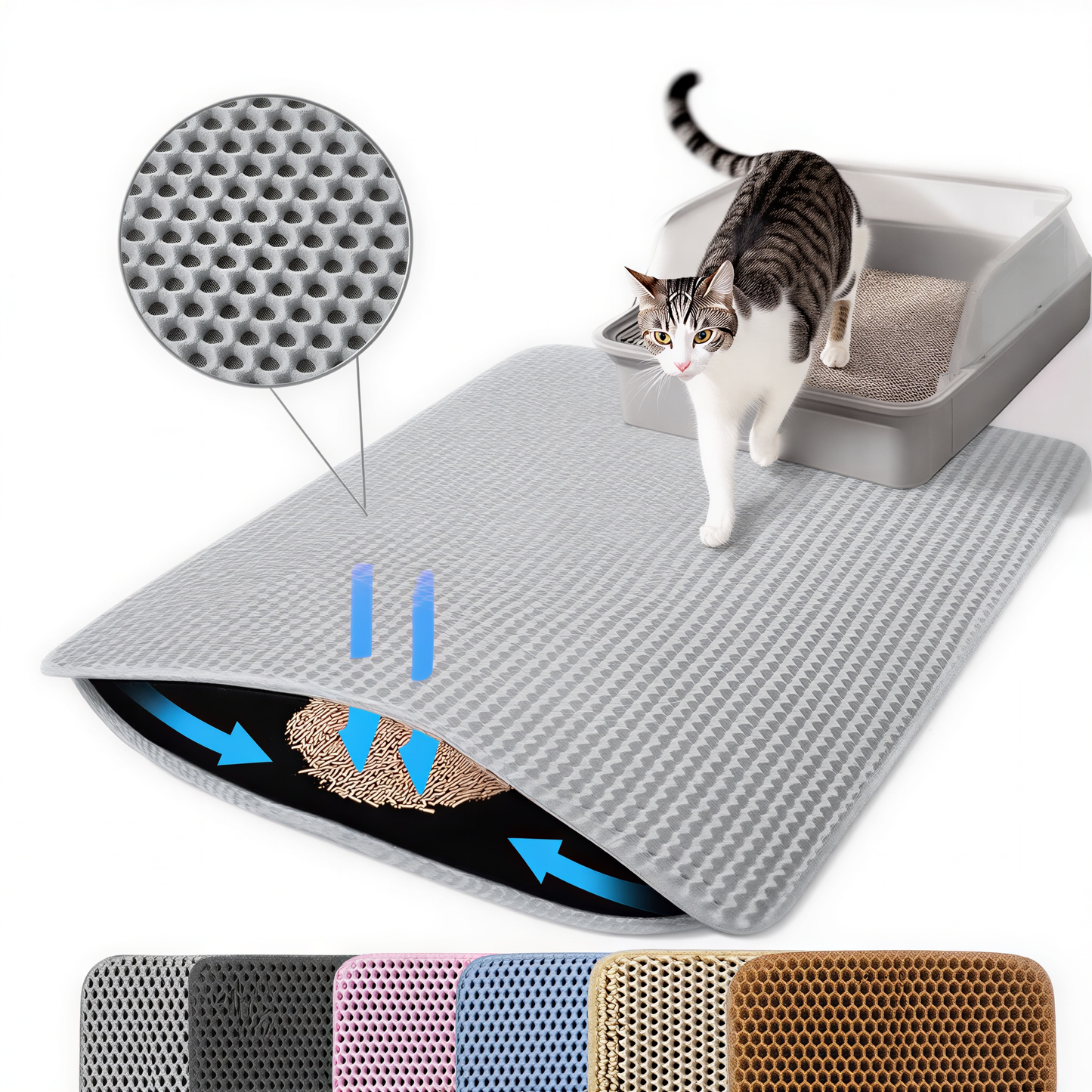 Tapis de litière double couche pour chat CleanStep