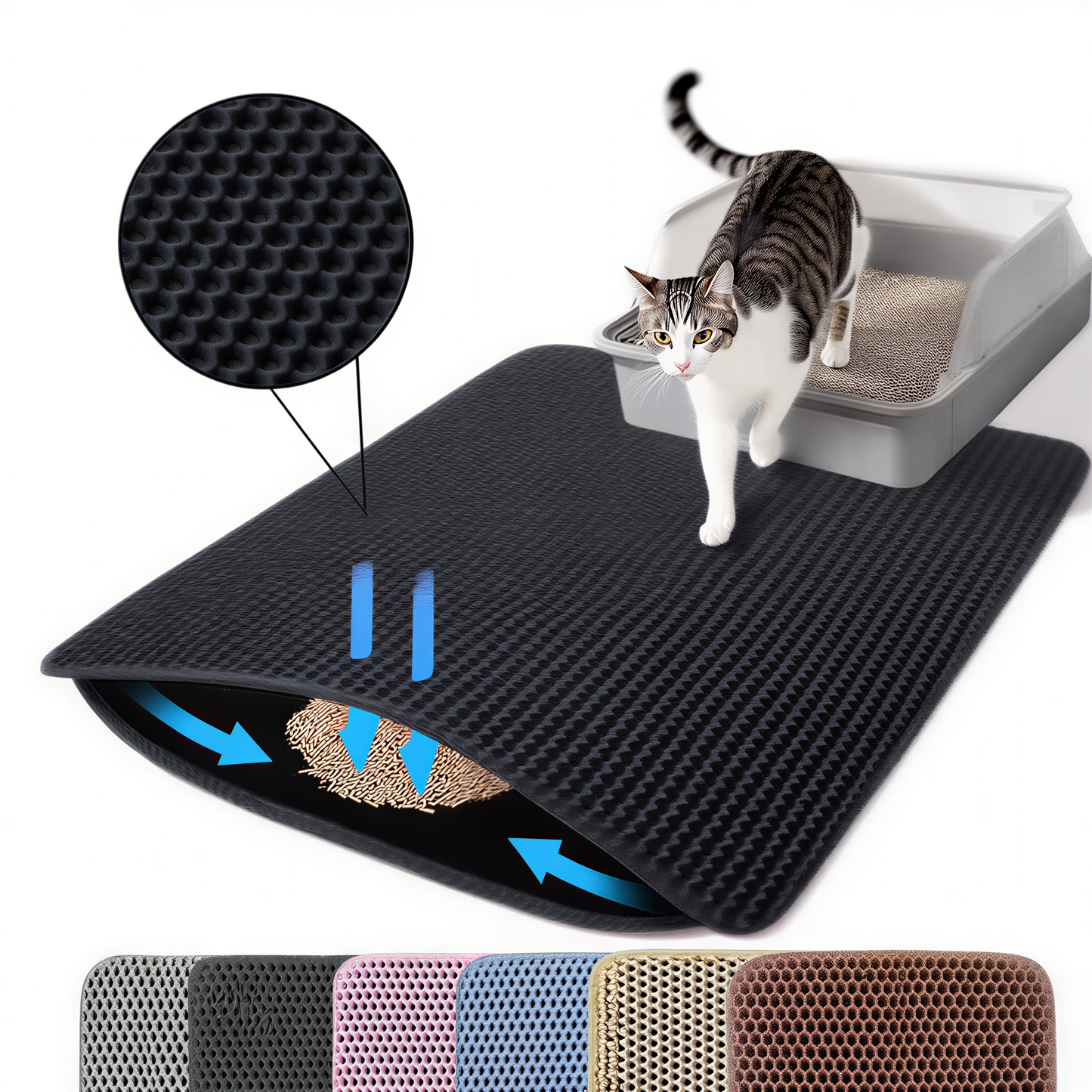 Tapis de litière double couche pour chat CleanStep