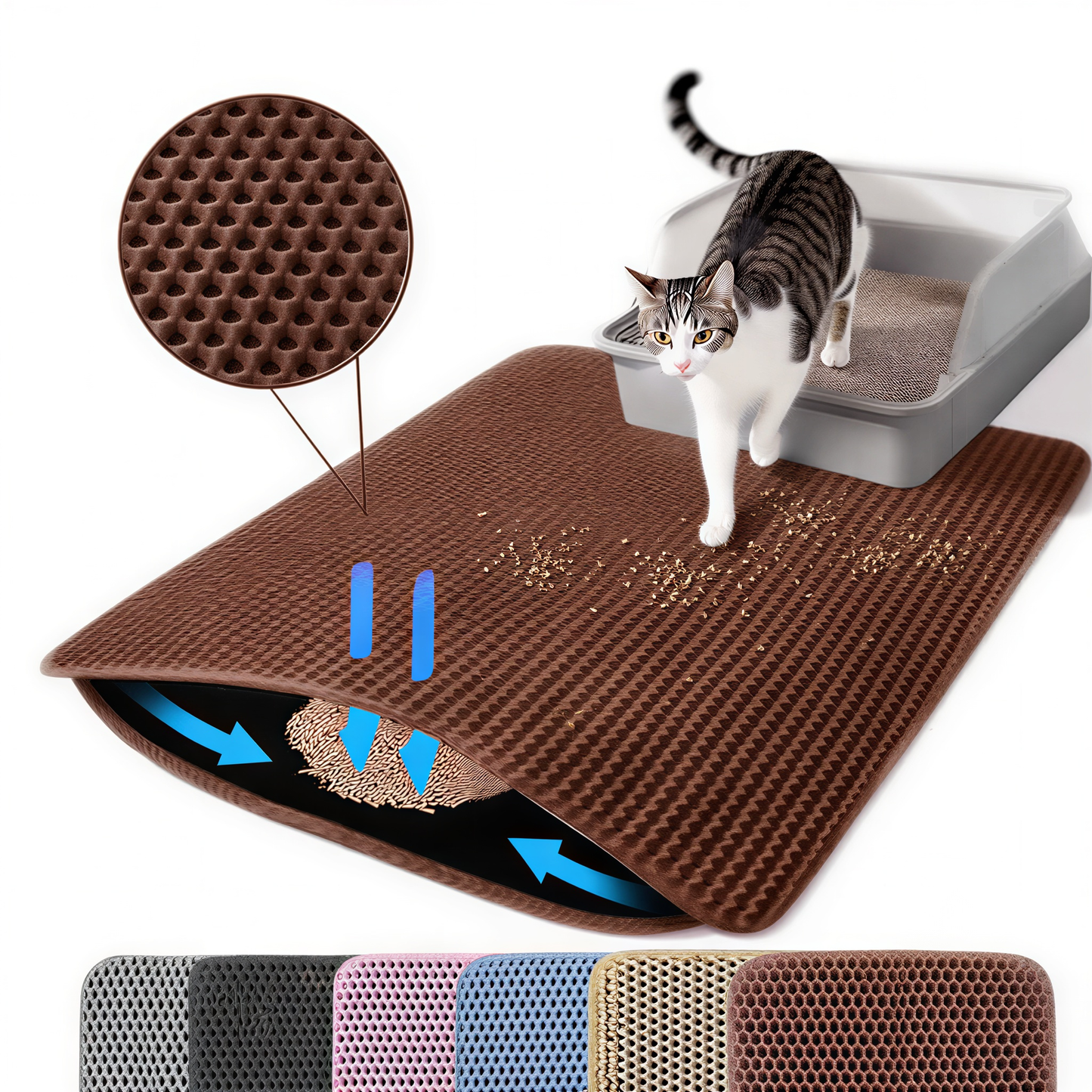Tapis de litière double couche pour chat CleanStep