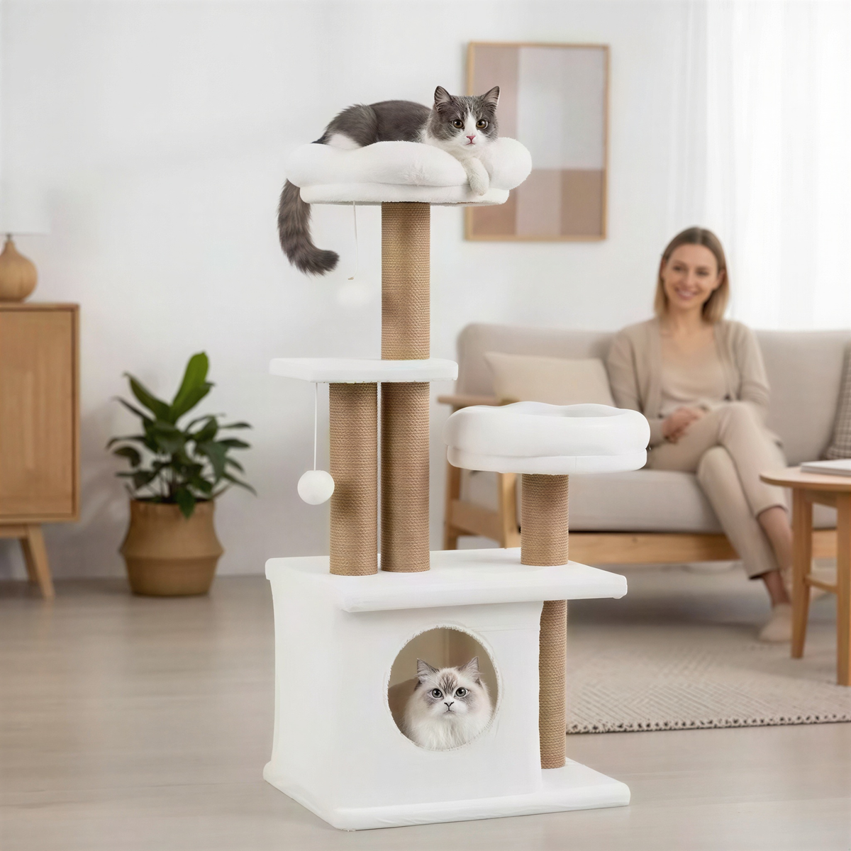 Petit arbre à chat en bois design | Brezza