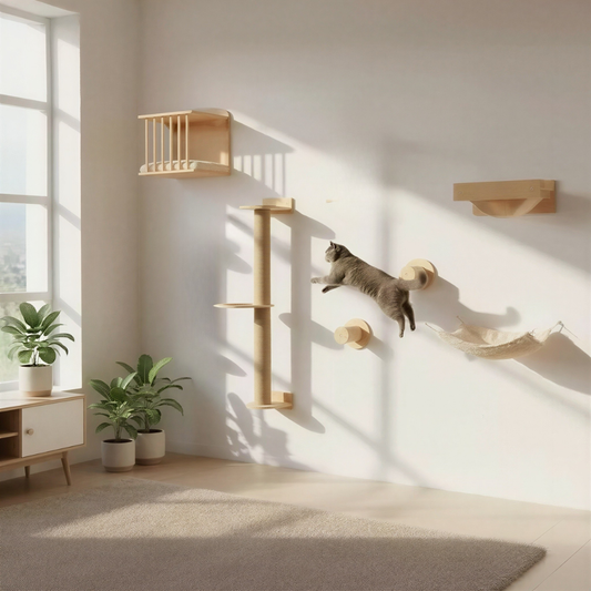 Arbre à chat mural en bois | Bosco